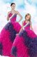Smart Sequins Pick Ups Floor Length Multi-color Sweet 16 Quinceanera Dress Sweetheart Sleeveless Lace Up