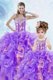 Sweet Sweetheart Sleeveless Organza Ball Gown Prom Dress Beading and Ruffles and Sequins Lace Up