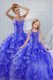 Blue Ball Gowns Beading and Ruffled Layers 15 Quinceanera Dress Lace Up Organza Sleeveless Floor Length