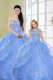 Latest Light Blue Sweetheart Lace Up Beading Sweet 16 Dress Sleeveless