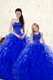 Glamorous Royal Blue Lace Up Quinceanera Gowns Beading and Ruffles Sleeveless Floor Length