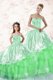 Flirting Ruffled Green Sleeveless Organza Lace Up Quinceanera Gown for Military Ball and Sweet 16 and Quinceanera