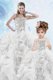 Custom Made Sweetheart Sleeveless 15th Birthday Dress Floor Length Beading and Ruffles and Sequins Silver Organza