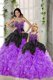 High Class Floor Length Black And Purple Quinceanera Gowns Sweetheart Sleeveless Lace Up