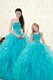 Edgy Aqua Blue Sweetheart Lace Up Beading and Ruffles Vestidos de Quinceanera Sleeveless