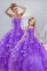 Ruffled Sweetheart Sleeveless Lace Up 15 Quinceanera Dress Lavender Organza
