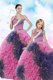 Artistic Floor Length Lace Up Quinceanera Gown Multi-color for Military Ball and Sweet 16 and Quinceanera with Sequins and Pick Ups