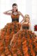 Orange Lace Up Sweetheart Beading and Appliques and Ruffles 15th Birthday Dress Organza Sleeveless