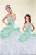 Excellent Floor Length Apple Green Quinceanera Dresses Organza and Taffeta Sleeveless Beading and Ruffles and Hand Made Flower