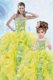 Multi-color Organza Lace Up Sweetheart Sleeveless Floor Length Quinceanera Dresses Beading and Ruffles and Sequins