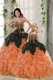 Shining Orange Red Ball Gowns Beading and Ruffles Vestidos de Quinceanera Lace Up Organza Sleeveless Floor Length
