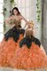 Shining Orange Red Ball Gowns Beading and Ruffles Vestidos de Quinceanera Lace Up Organza Sleeveless Floor Length