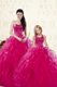 Fuchsia Sleeveless Floor Length Beading and Ruffles Lace Up 15 Quinceanera Dress