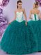 Ball Gowns Sweet 16 Dresses Teal Sweetheart Tulle Sleeveless Floor Length Lace Up