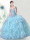 Affordable Light Blue Quinceanera Dresses Military Ball and Sweet 16 and Quinceanera and For with Beading and Ruffles Sweetheart Sleeveless Lace Up