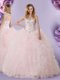 Stunning Baby Pink Scoop Lace Up Lace Quinceanera Dresses Sleeveless