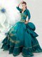 Traditional Floor Length Ball Gowns Sleeveless Teal Quinceanera Dress Lace Up