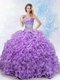 Lavender Sleeveless Organza Lace Up Quinceanera Dress for Military Ball and Sweet 16 and Quinceanera