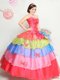 Luxurious Multi-color Sleeveless Appliques and Ruffled Layers Floor Length Quinceanera Dress