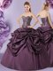 Taffeta Sweetheart Sleeveless Lace Up Embroidery and Pick Ups Sweet 16 Dresses in Purple