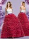 Perfect Wine Red Ball Gowns Sweetheart Sleeveless Tulle Floor Length Lace Up Lace and Ruffled Layers Quince Ball Gowns