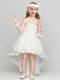 White A-line Halter Top Sleeveless Organza High Low Zipper Appliques and Bowknot Flower Girl Dresses for Less