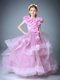 Scoop Baby Pink Ball Gowns Hand Made Flower Flower Girl Dress Zipper Tulle Sleeveless Floor Length
