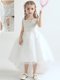 Sumptuous White Organza Lace Up Scoop Sleeveless High Low Flower Girl Dress Appliques