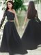 Top Selling One Shoulder Black Long Sleeves Lace Floor Length Flower Girl Dresses