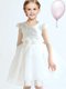 Scoop Cap Sleeves Zipper Toddler Flower Girl Dress White Organza
