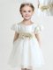Scoop White Short Sleeves Knee Length Bowknot Zipper Flower Girl Dresses for Less