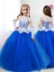 Best Scoop Tulle Sleeveless Floor Length Toddler Flower Girl Dress and Beading and Lace and Belt