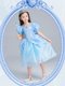 Square Short Sleeves Tea Length Beading Zipper Flower Girl Dress with Light Blue