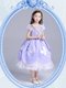 Hot Selling Ball Gowns Flower Girl Dresses for Less Lavender Square Taffeta and Tulle Short Sleeves Tea Length Zipper Hot Selling Ball Gowns Flower Girl Dresses for Less Lavender Square Taffeta and Tulle Short Sleeves Tea Length Zipper