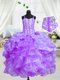 Ball Gowns Kids Pageant Dress Eggplant Purple Spaghetti Straps Organza Sleeveless Floor Length Lace Up