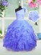 One Shoulder Sleeveless Organza Toddler Flower Girl Dress Beading and Ruffles Lace Up