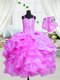 Simple Organza Sleeveless Floor Length Little Girl Pageant Gowns and Beading and Ruffles