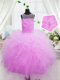 Hot Sale Hot Pink Scoop Zipper Beading and Appliques Girls Pageant Dresses Sleeveless