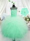 Captivating Ball Gowns Kids Pageant Dress Apple Green Scoop Tulle Sleeveless Floor Length Zipper