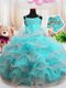 Adorable Organza Sleeveless Floor Length Toddler Flower Girl Dress and Beading and Ruffled Layers