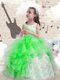 Sleeveless Floor Length Beading and Ruffles Lace Up Little Girl Pageant Dress with