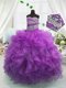 Custom Made Ball Gowns Kids Pageant Dress Purple Sweetheart Organza Sleeveless Floor Length Lace Up