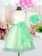 Scoop Knee Length Zipper Toddler Flower Girl Dress Apple Green for Military Ball and Sweet 16 and Quinceanera with Hand Made Flower