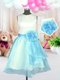 Organza Scoop Sleeveless Zipper Hand Made Flower Flower Girl Dresses in Light Blue