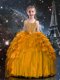 Orange Lace Up Spaghetti Straps Beading and Ruffles Flower Girl Dresses for Less Organza Sleeveless