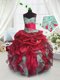 Custom Designed Ball Gowns Child Pageant Dress Red Spaghetti Straps Organza Sleeveless Floor Length Lace Up