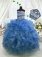 Ball Gowns Little Girl Pageant Gowns Blue Sweetheart Organza Sleeveless Floor Length Lace Up