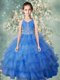 Artistic Halter Top Sleeveless Organza Girls Pageant Dresses Beading and Ruffled Layers Zipper