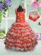 Best Ruffled Straps Sleeveless Lace Up Toddler Flower Girl Dress Coral Red Organza