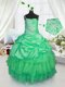 Satin and Tulle Sleeveless Floor Length Little Girls Pageant Gowns and Beading and Ruffled Layers and Pick Ups